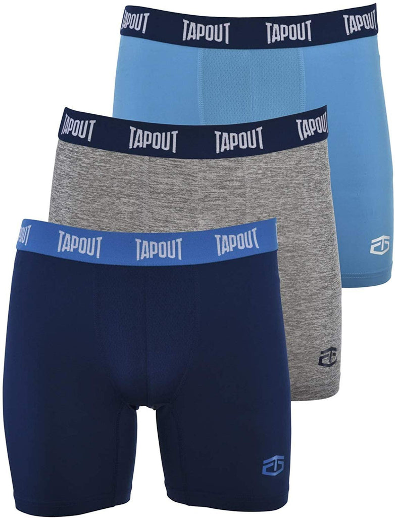 TapouT Mens Performance Boxer Briefs - 3-Pack Stretch Performance Training Underwear Breathable Athletic Fit No Fly