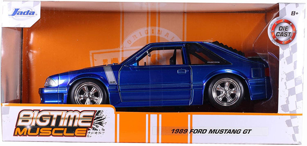 Jada Toys Bigtime Muscle 1:24 1989 Ford Mustang GT Die-cast Car Blue, Toys for Kids and Adults