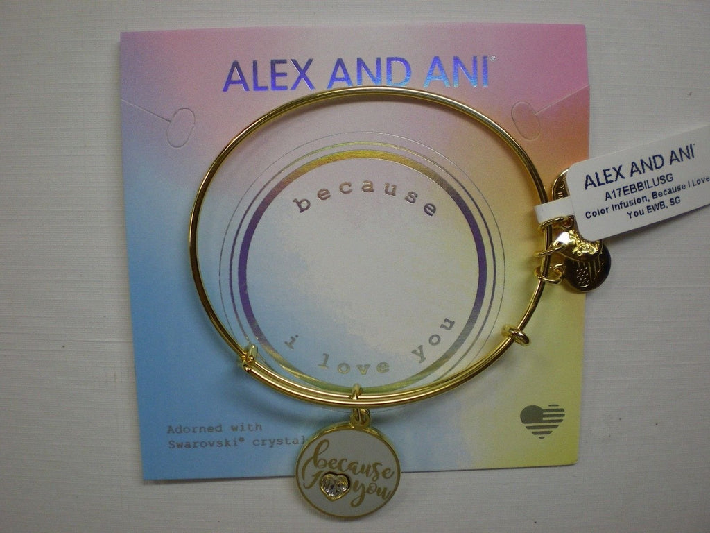 Alex and Ani Because I Love You with Swarovski Crystal Bangle Bracelet