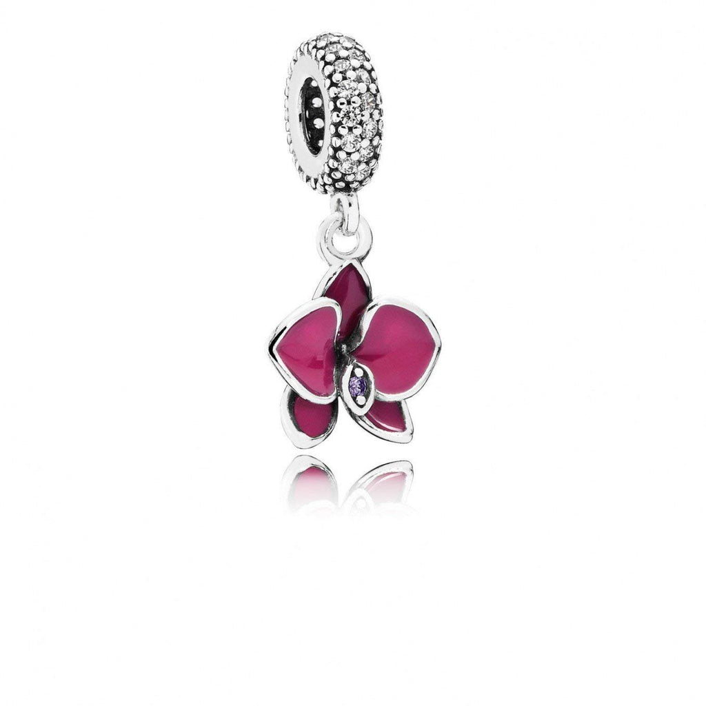 Pandora Orchid Silver & Purple Pendant Dangle Charm 791554EN69