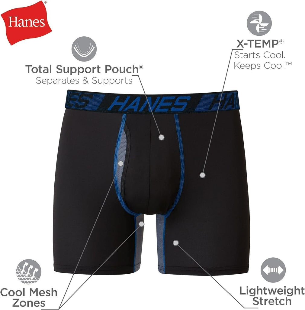 Hanes Men’s Total Support Pouch Boxer Briefs, Moisture-Wicking Underwear Slightly Imperfect
