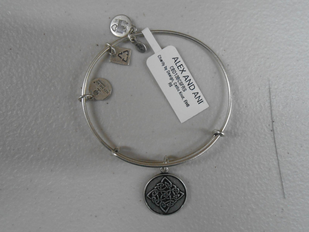 Alex and Ani Women's Celtic Knot Charm Bangle Rafaelian Silver Finish Bracelet