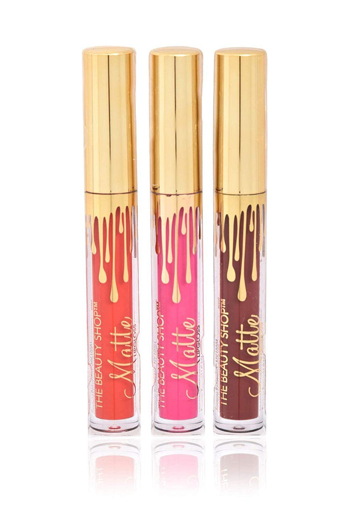Forever Beauty Matte Liquid Lip Gloss Quality Reds or Nudes 3-Pack Value in Gift Packaging, 3.25 ml