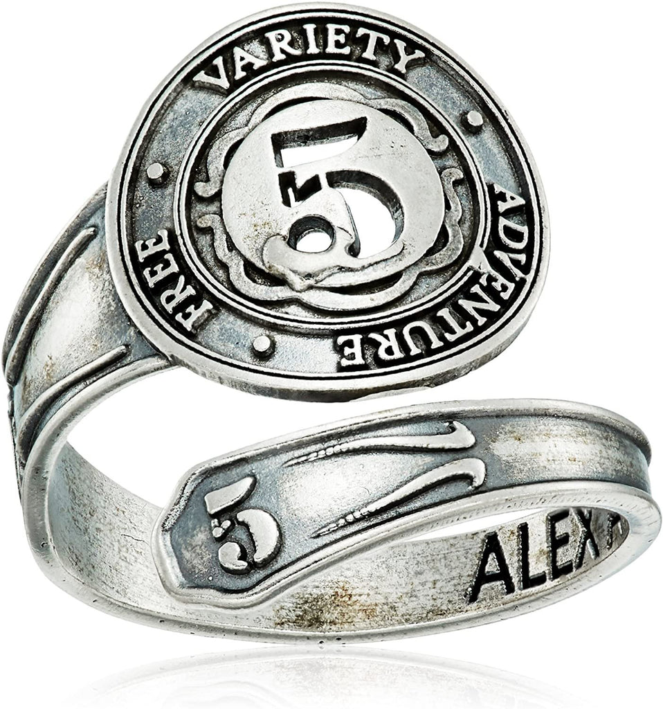 Alex and Ani "Numerology" Number, Sterling Silver Spoon Ring, Size 7-9