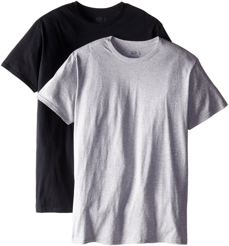 Fruit of the Loom Men's Tall Man Crew Neck T-Shirt's Black And Gray 2 or 4 pack