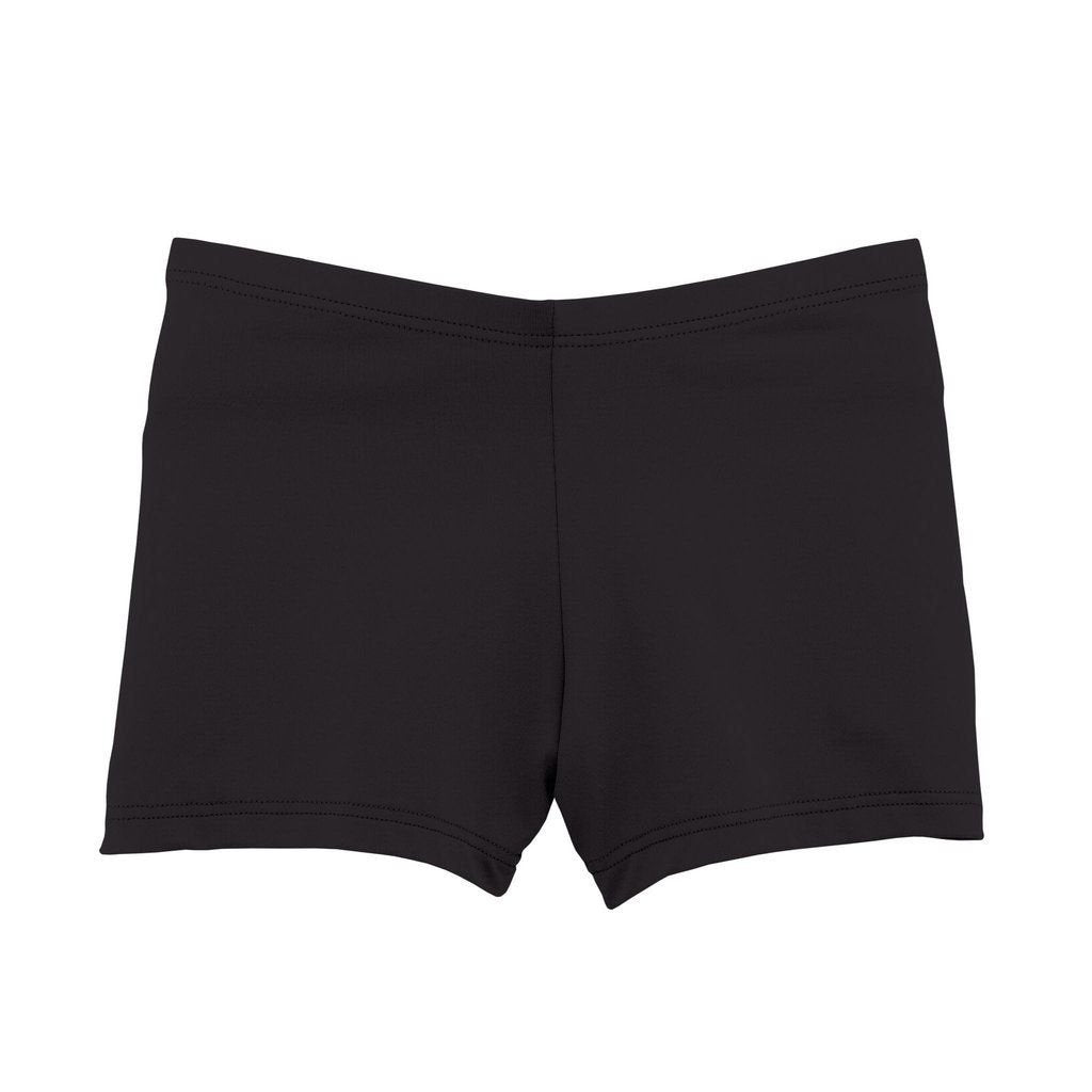 San Remo Ladies Black Compression Stretch Boy-Cut Cheer Brief Shorts