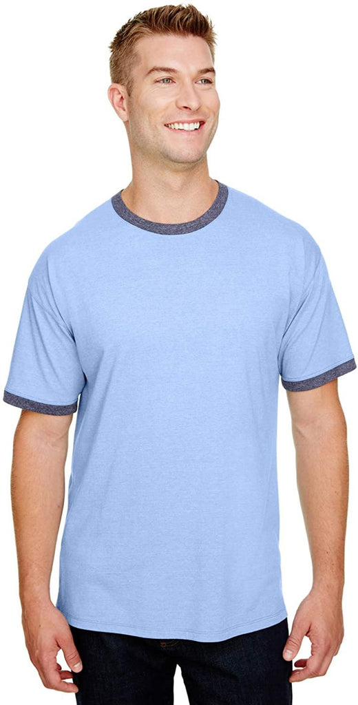 Champion - Premium Fashion Ringer T-Shirt - CP65 - S - Light Blue Heather/Navy Heather