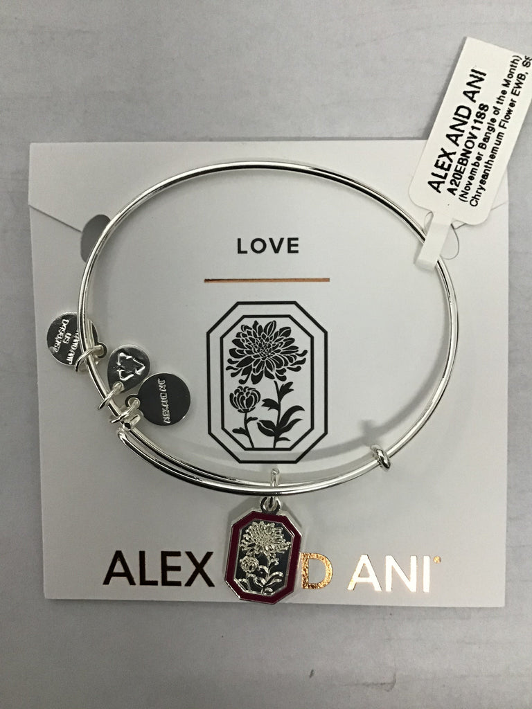 Alex and Ani Chrysanthemum Flower Bangle Bracelet Red One Size