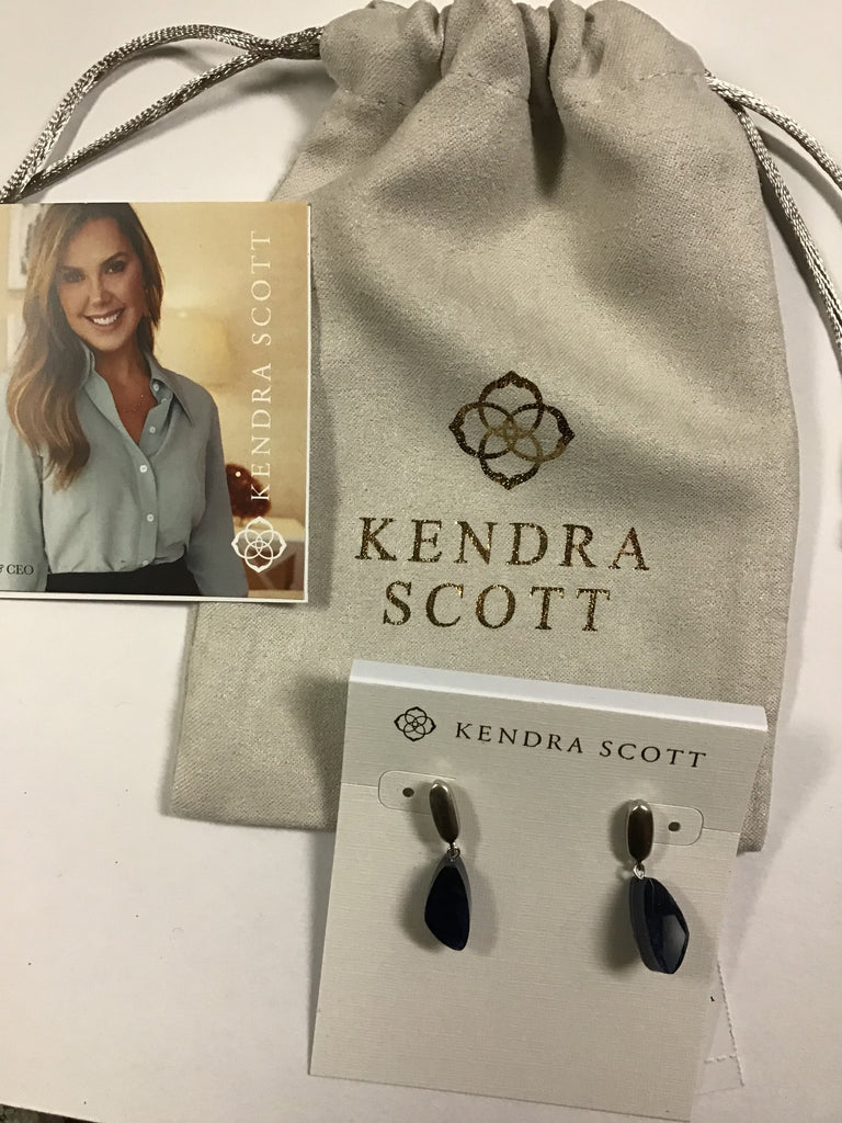 Kendra Scott Ivy Drop Earrings, Vintage Silver Navy Wood