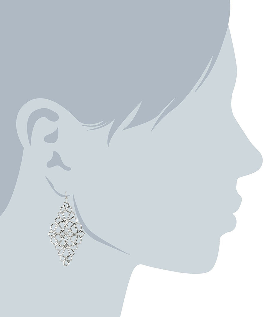 1928 Jewelry Filigree Diamond-Shape Drop Earrings