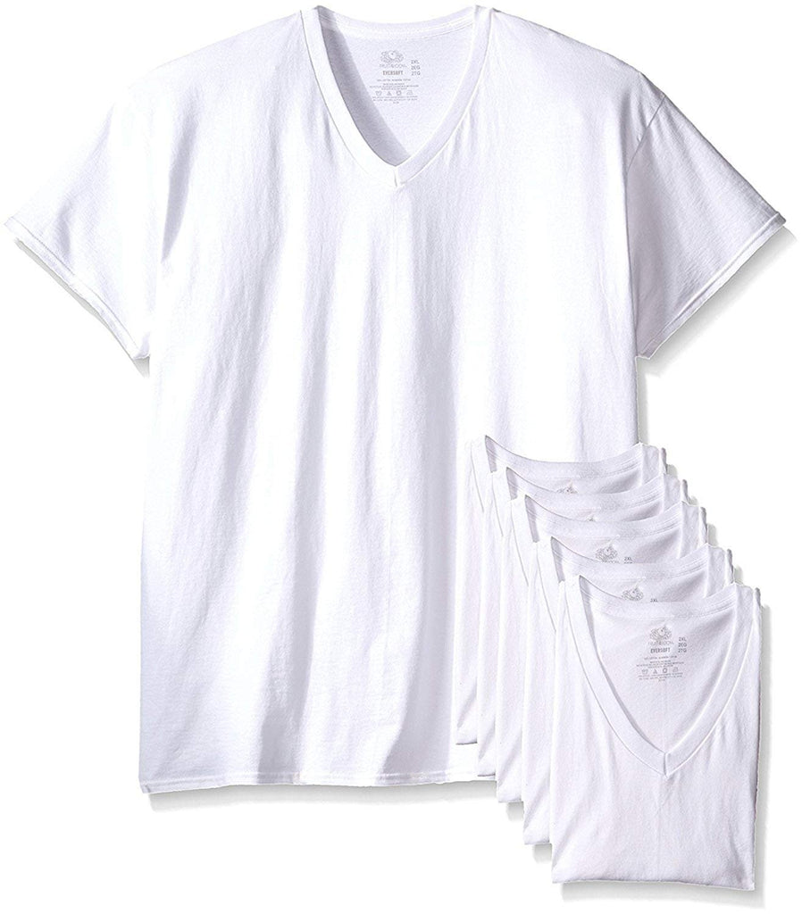 Fruit of the Loom Men's 6-Pack Stay-Tucked V-Neck T-Shirt (White, Medium/38-40 Chest)