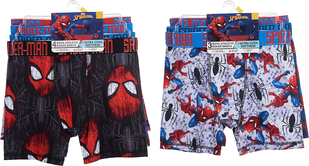 Spiderman Boys' 5 100% Cotton Or 7-pk Polyblend Boxer Briefs in Sizes 4, 6, 8, 10, and 12