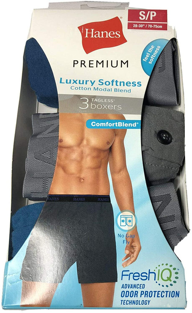 Ultimate Hanes Premium Men's Cotton Modal Boxer Shorts 3pk - Colors Will Vary (Small)