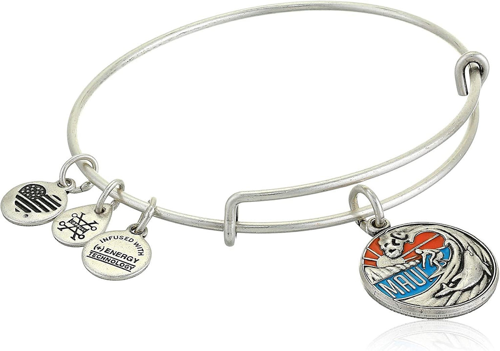 Alex And Ani Replenishment 19 Women's Maui Charm Bangle, Rafaelian Silver