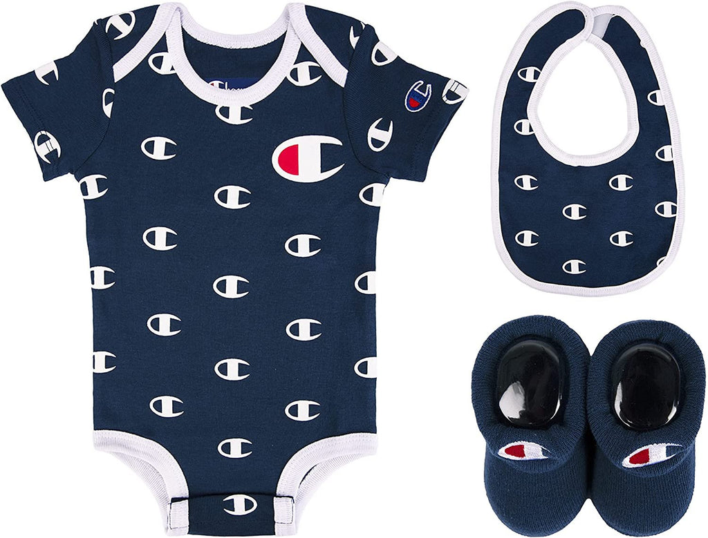 Champion Infant 3-Piece Box Set Includes Body Suit, bib or hat and Booties