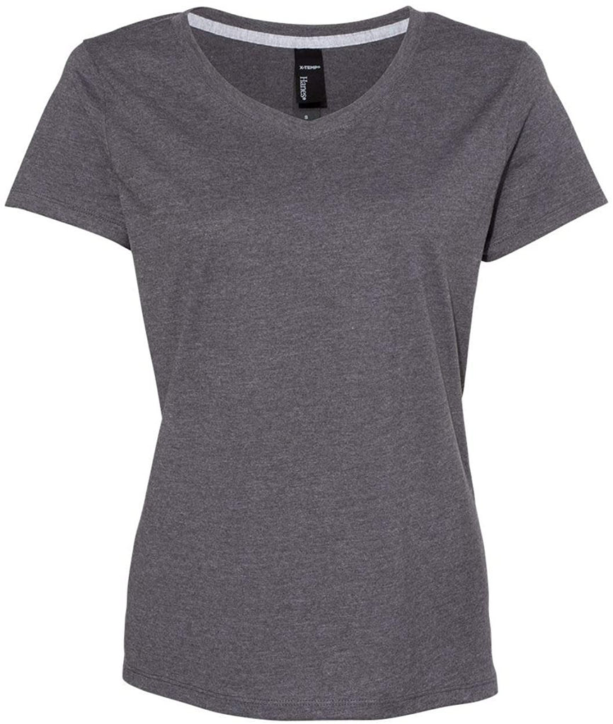 Hanes - X-Temp Women’s V-Neck Short Sleeve T-Shirt - 42V0-2XL - Smoke Grey