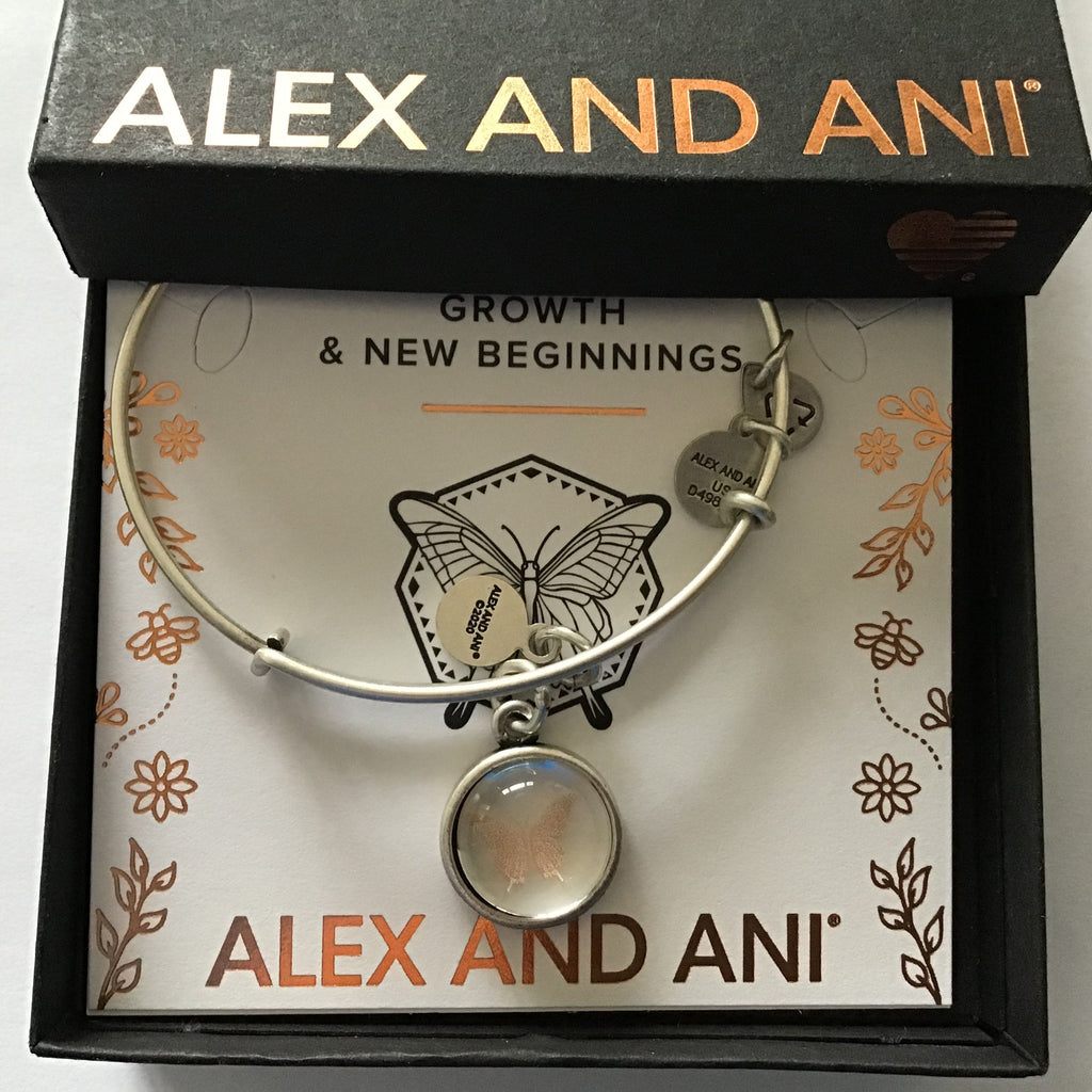 Alex and Ani Aster Flower Bangle Bracelet Shiny Silver One Size