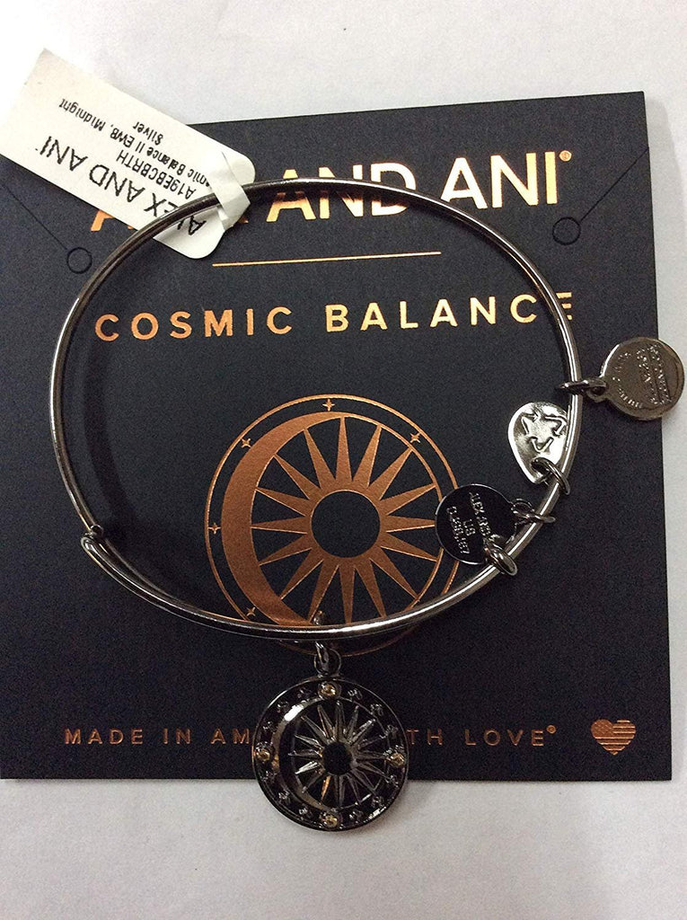 Alex and Ani Cosmic Balance II Bangle Bracelet Midnight Silver NWTBC