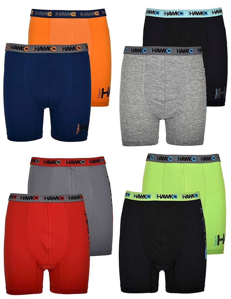 Tony Hawk Boys' Boxer Briefs 8-Pack Performance Dri Fusion Tech Compression No Fly Underwear