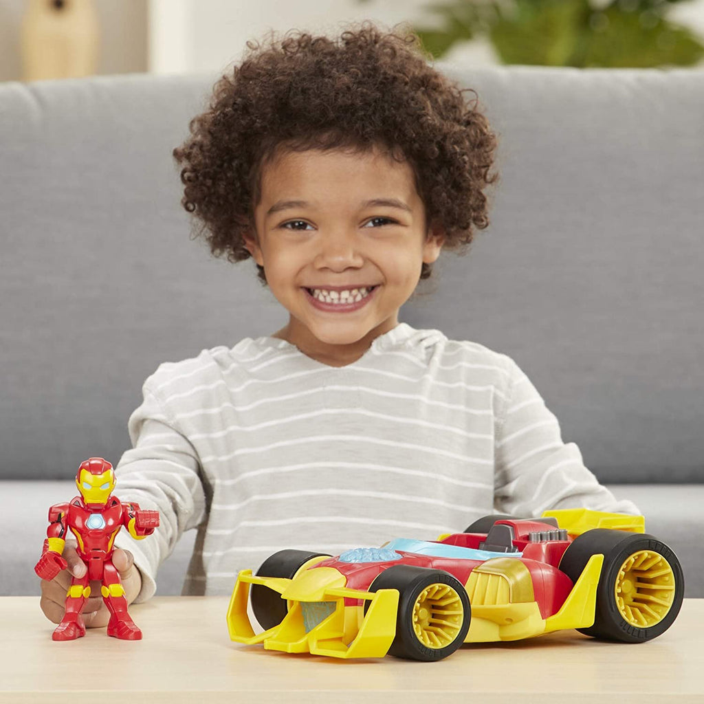 Super Hero Adventures Playskool Heroes Marvel Iron Man Speedster, 5-Inch Figure and Vehicle Set, Collectible Toys for Kids Ages 3 and Up