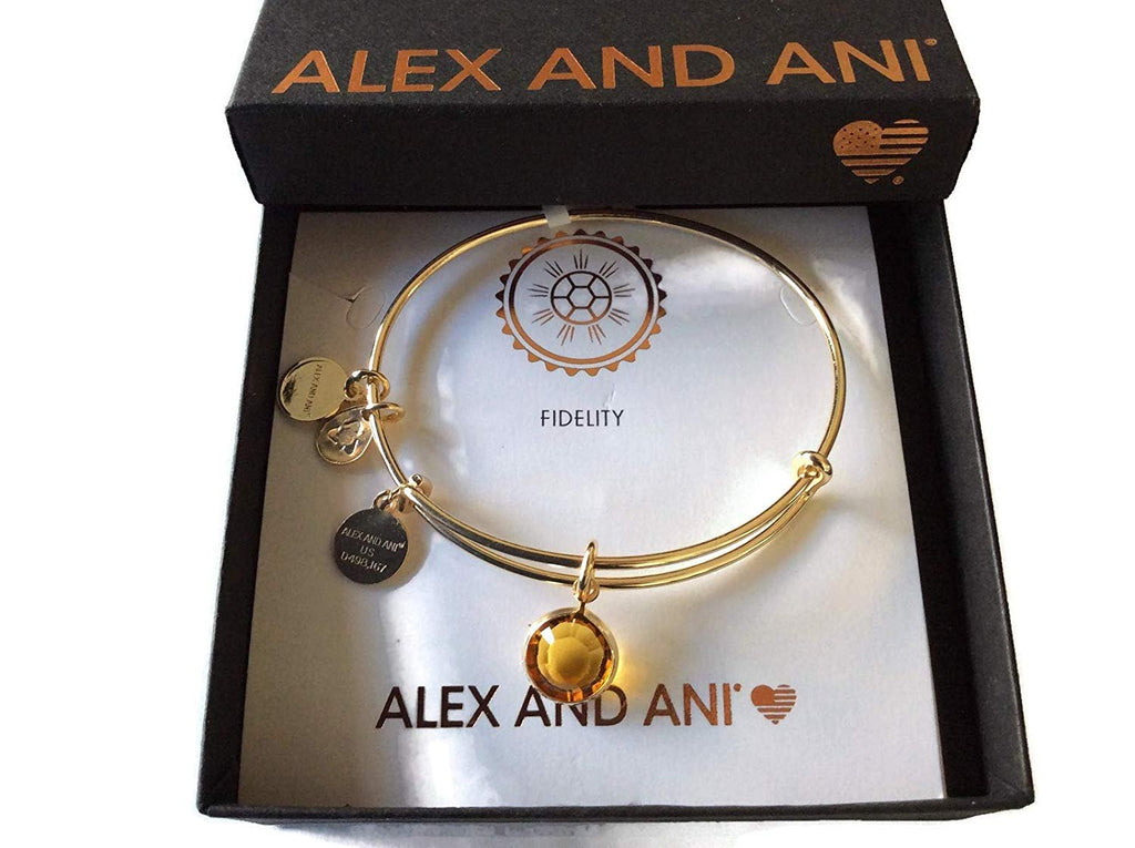 Alex and Ani November Color Code Topaz Bangle Bracelet Shiny Gold NWTBC