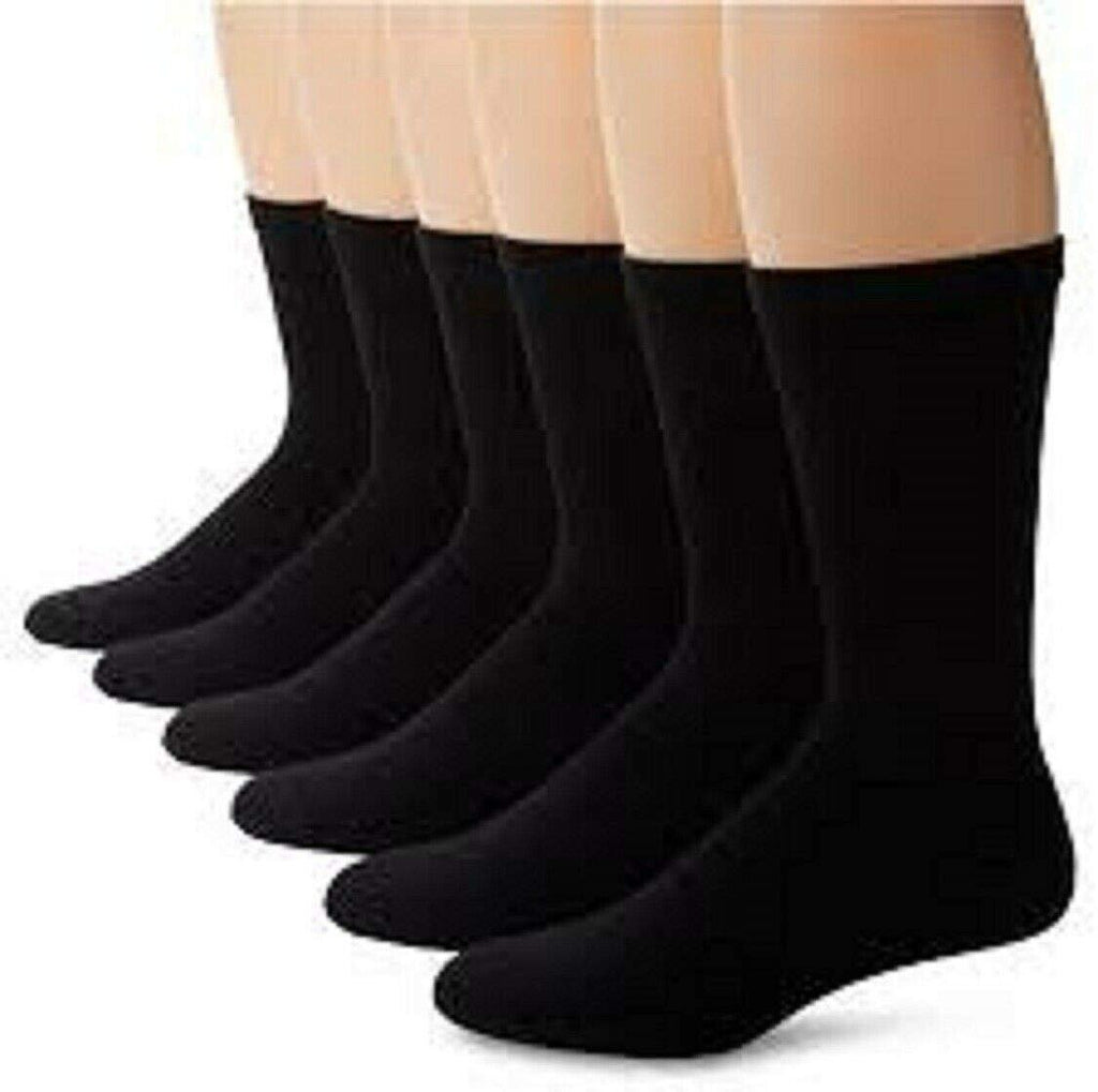 Hanes Men's Comfortsoft Cushion Crew Socks Black 6-Pack 6-12 FreshIQ