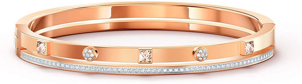 SWAROVSKI Authentic Thrilling Bangle, White, Rose-Gold Plated, Large