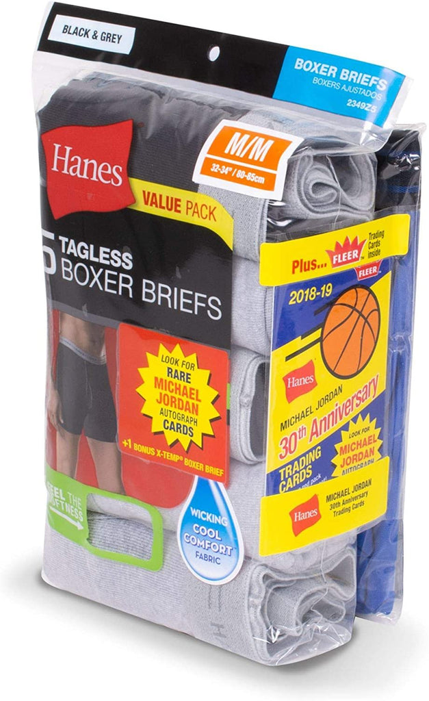 Hanes Mens Jordan Collector Boxer Brief with Comfort Flex 6-Pack (2349E6)