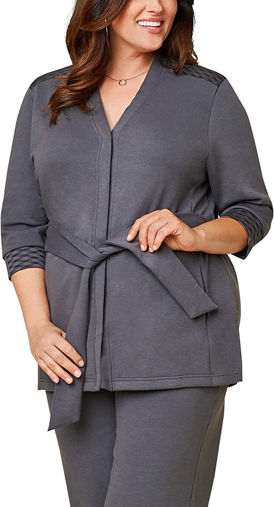 Seek No Further by Fruit of the Loom Women's Plus Size Â¾ Sleeve Stretch Tie Jacket