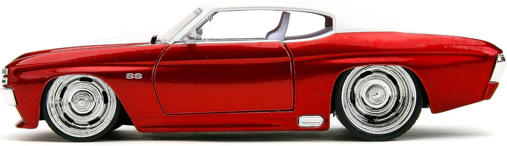 Big Time Muscle 1:24 1971 Chevy Chevelle Die-Cast Car, Toys for Kids and Adults(Red/White)