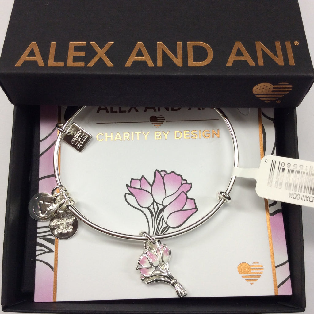 Alex and Ani Womens Charity by Design Pink Tulips Bangle