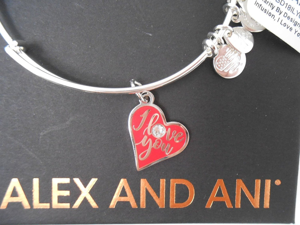 Alex and Ani Color Infusion, I Love You, Shiny Silver, Expandable