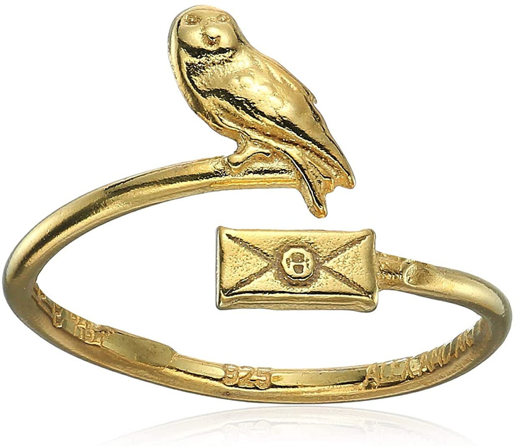 Alex and Ani Women's Harry Potter Owl Post Ring Wrap, 14kt Gold Plated