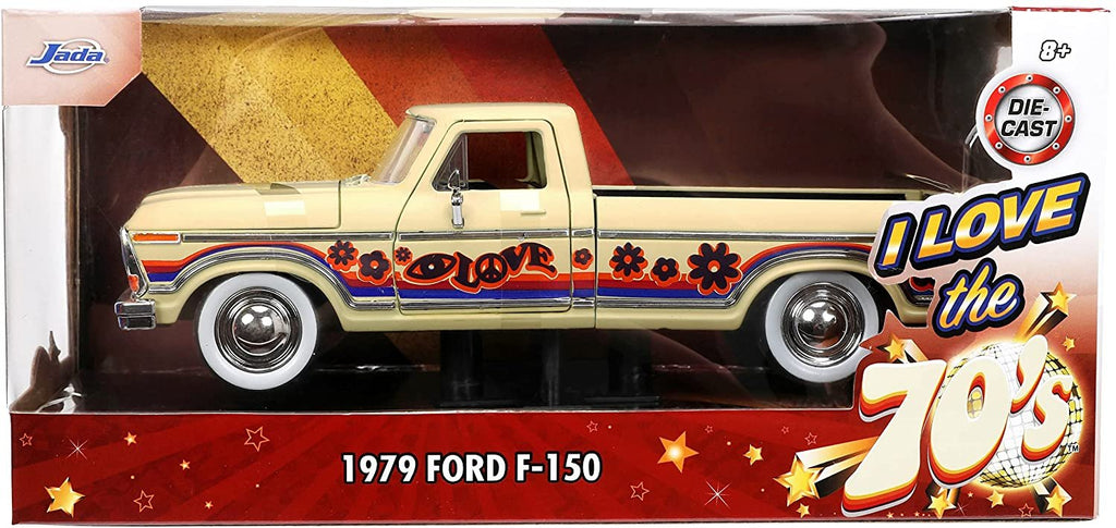 Compatible with 1979 Ford F-150 Pickup Truck Cream I Love 70's 1/24 Diecast Model Car by Jada 31609