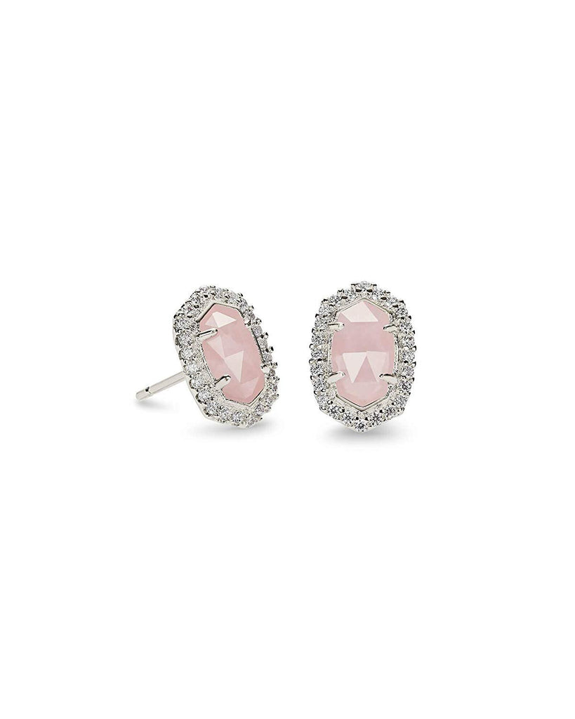 Kendra Scott Cade Silver Stud Earrings in Rose Quartz