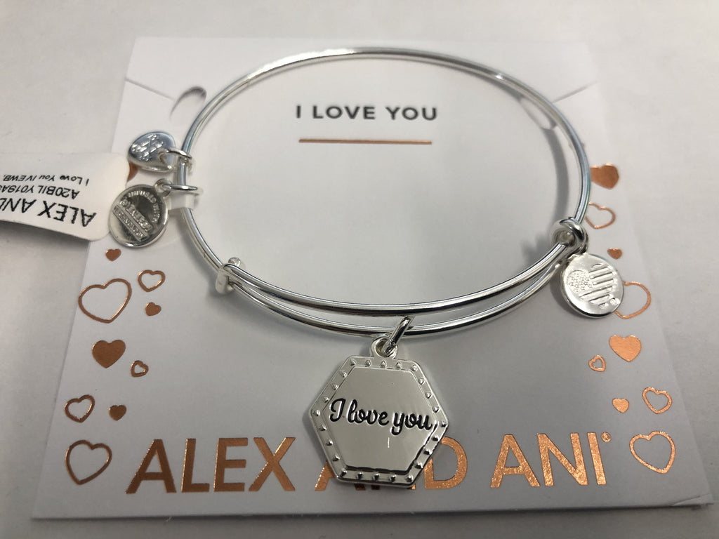 Alex and Ani I Love You IV EWB, SAS, Shiny Antique Silver (A20BILY01SAS)