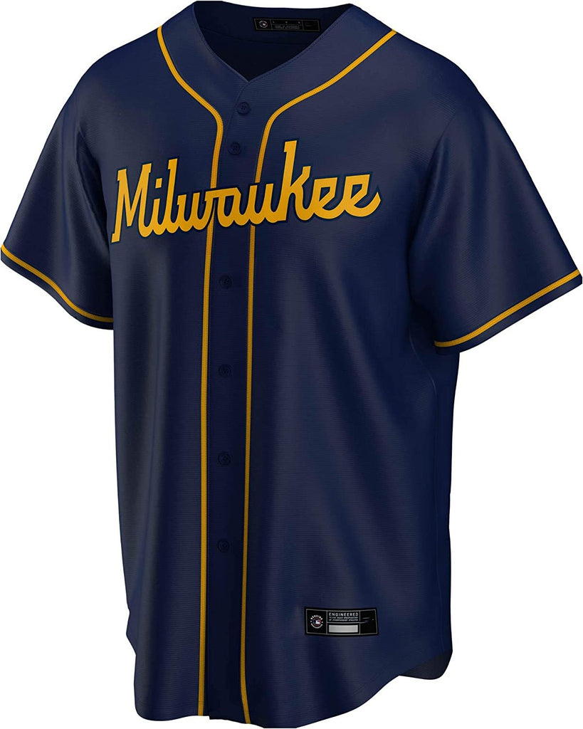 Outerstuff Christian Yelich Milwaukee Brewers #22 Navy Yellow Youth 8-20 Alternate Player Jersey