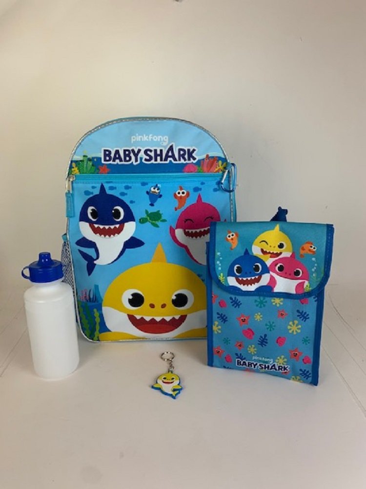 Baby Shark Backpack, Lunch Bag, Water Bottle 5-Piece Combo Set
