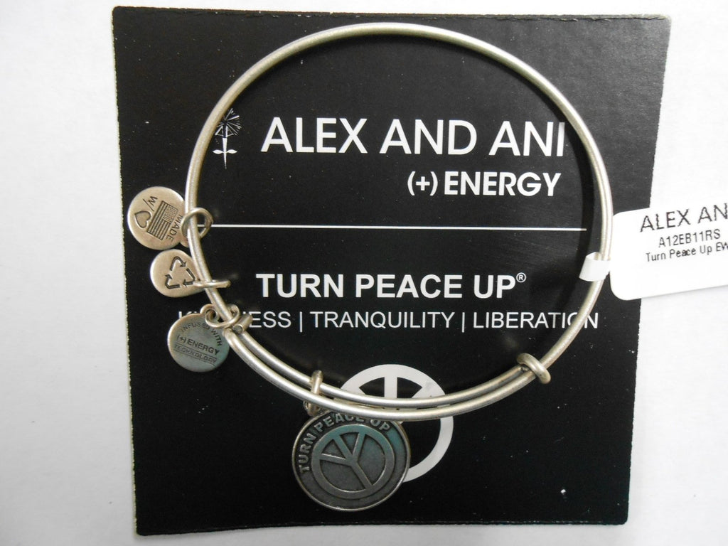 Alex and Ani Bangle Bar "Turn Peace Up" Rafaelian Expandable Bracelet