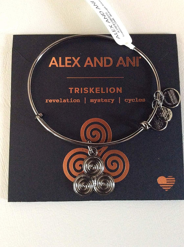 Alex and Ani Triskelion Bangle Bracelet Midnight Silver NWTBC