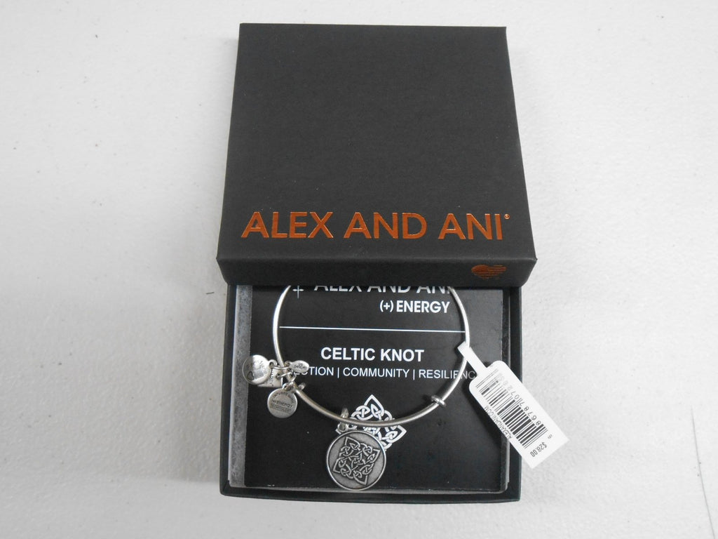 Alex and Ani Women's Celtic Knot Charm Bangle Rafaelian Silver Finish Bracelet