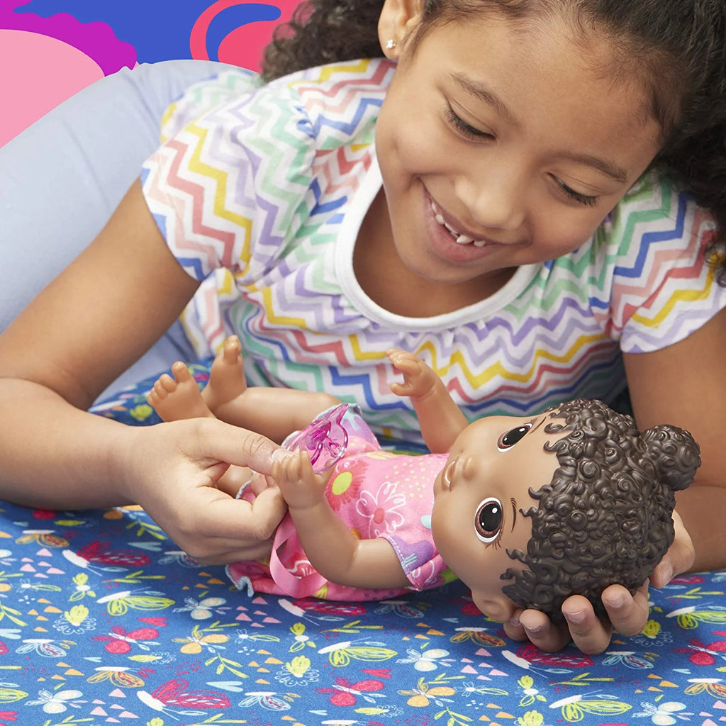 Baby Alive Baby Lil Sounds: Interactive Black Hair Baby Doll for Girls & Boys Ages 3 & Up, Makes 10 Sound Effects, Including Giggles, Cries, Baby Doll with Pacifier