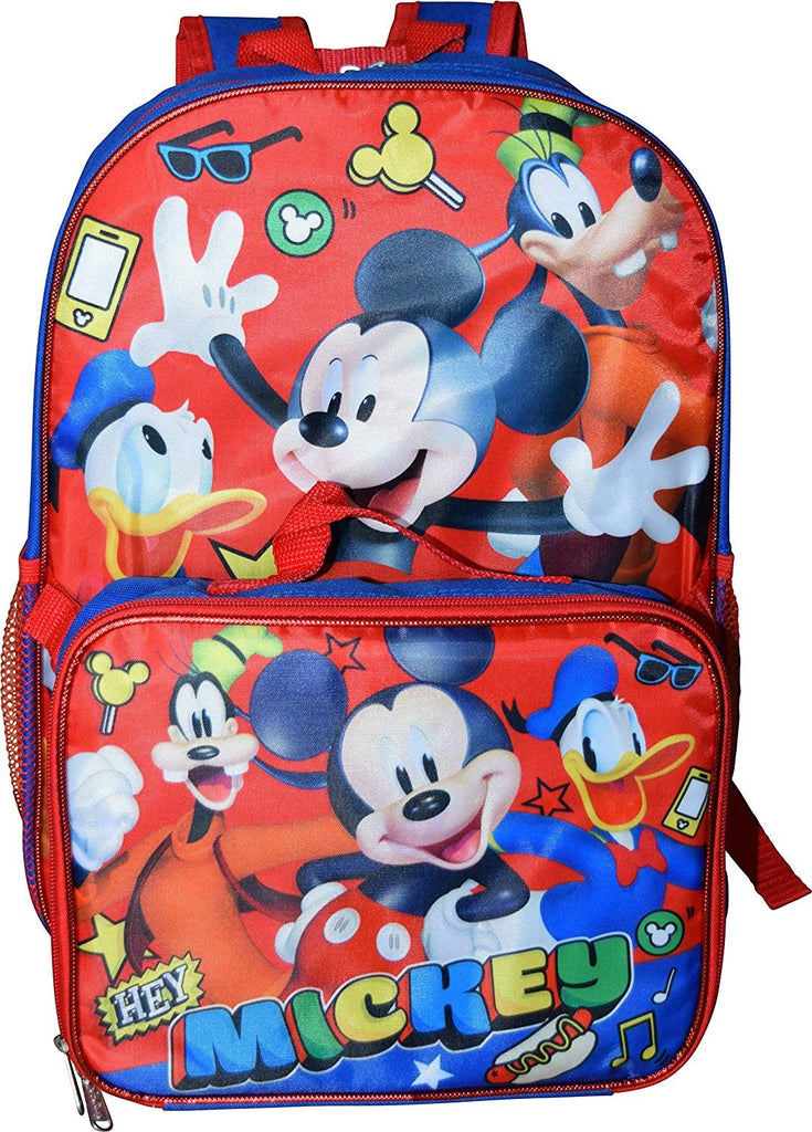 Mickey Mouse 16" Backpack W/Detachable Lunch Box