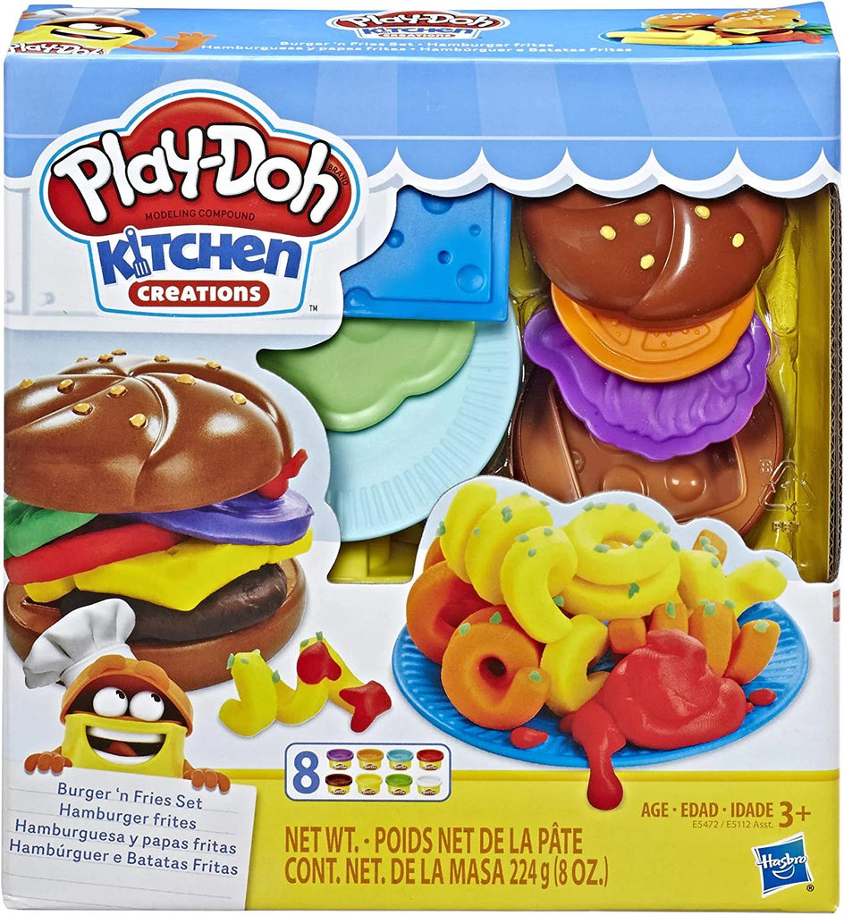 Play-Doh Kitchen Creations Burger and Fries Set with 8 Non-Toxic Colors