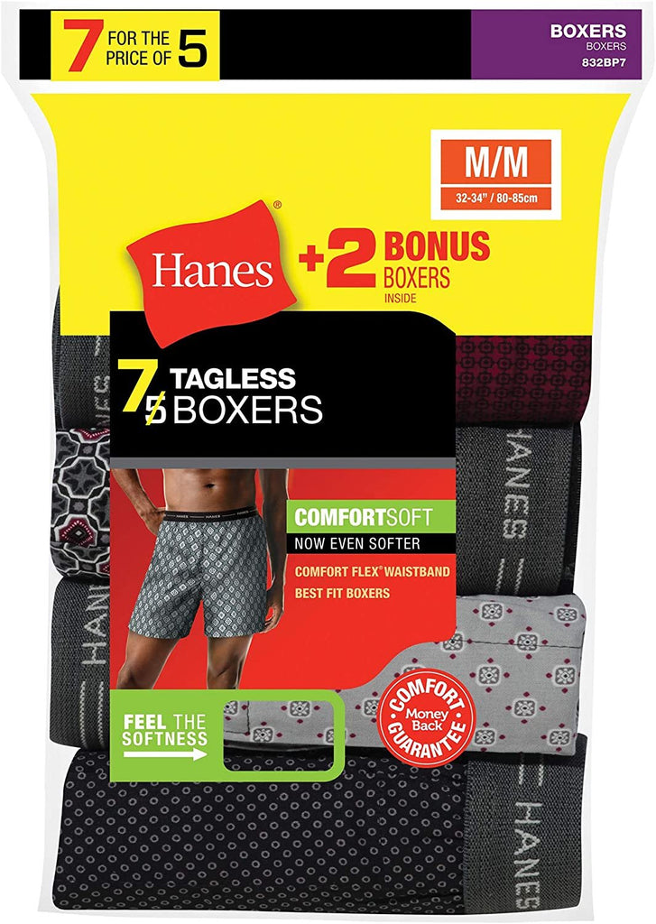 Hanes Men's Exposed Waistband Boxers Large Assorted