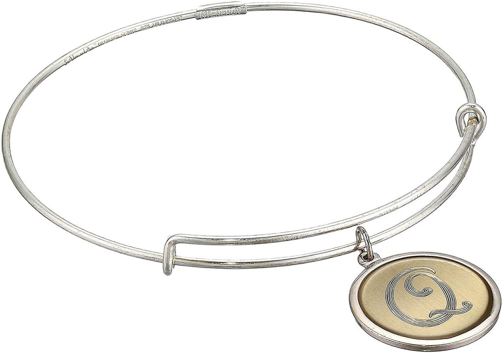 Alex and Ani Women's Argentium Silver with Initial Q Charm Bracelet