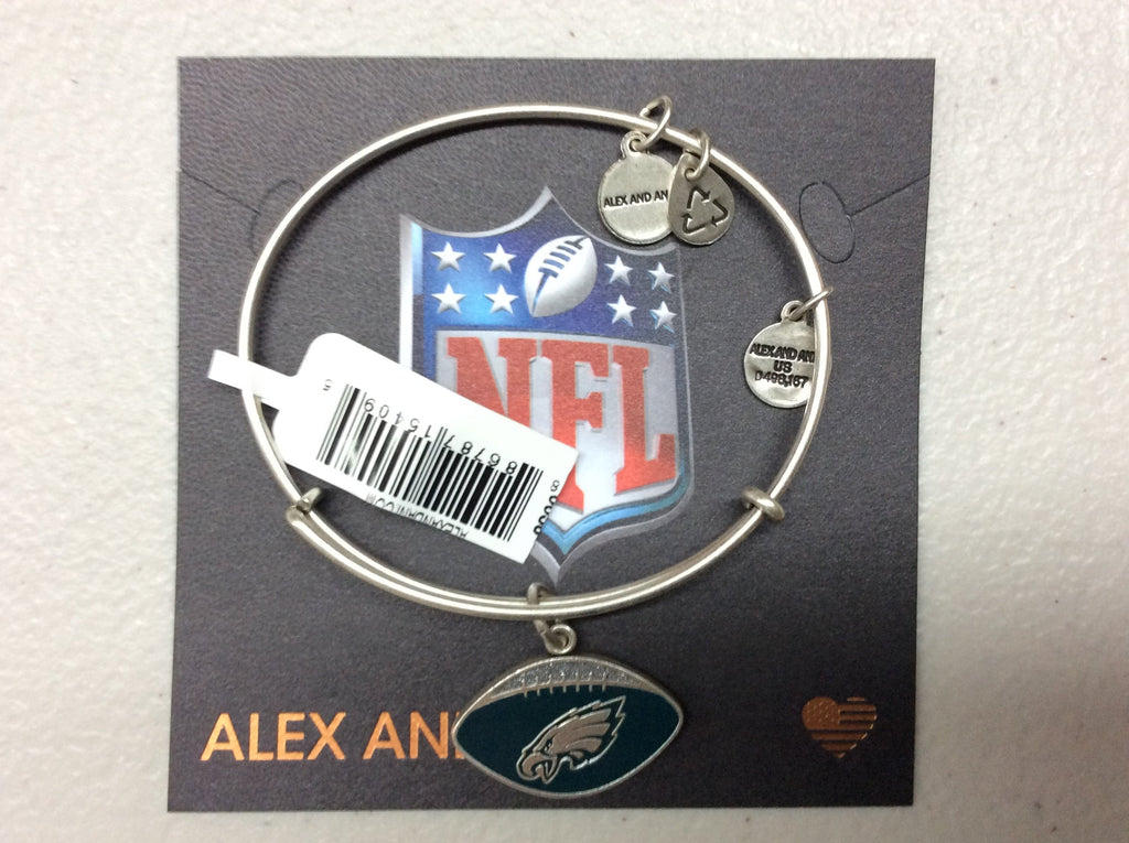 Alex and Ani Womens Color Infusion Philadelphia Eagles Football II Bangle