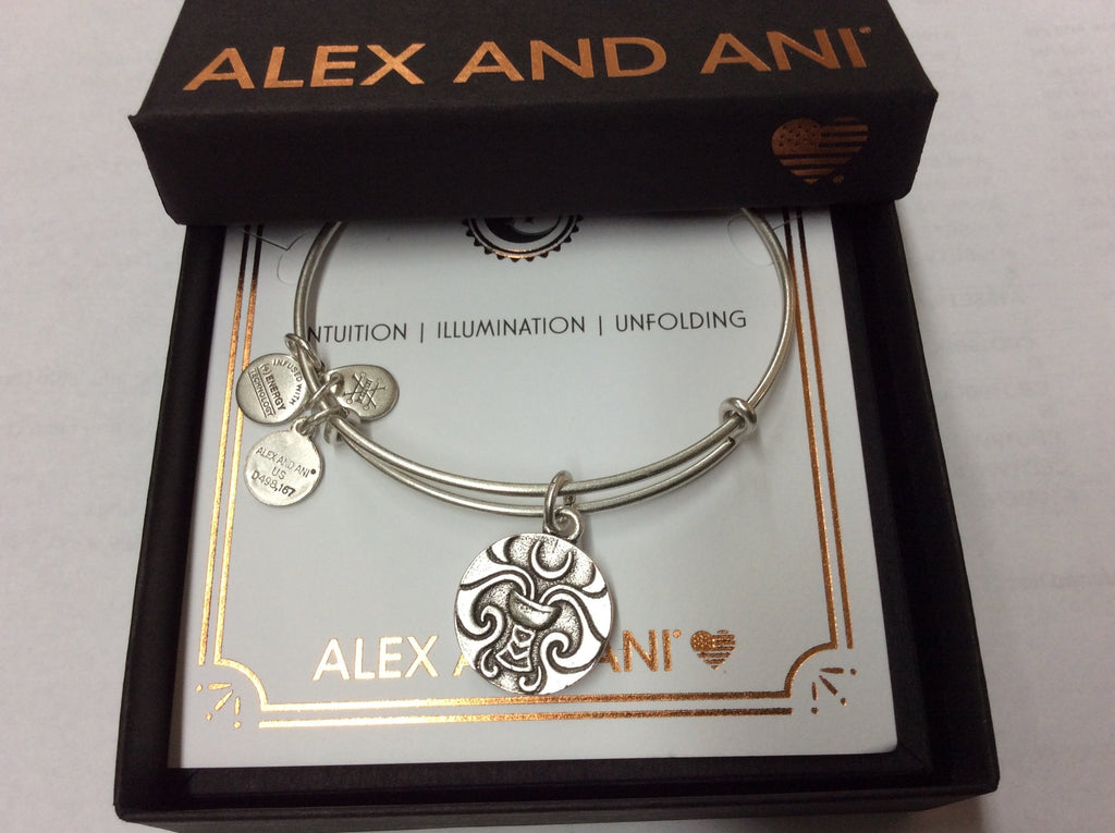 Alex and Ani Women's Moon Tarot Charm Bangle Bracelet, Rafaelian Silver