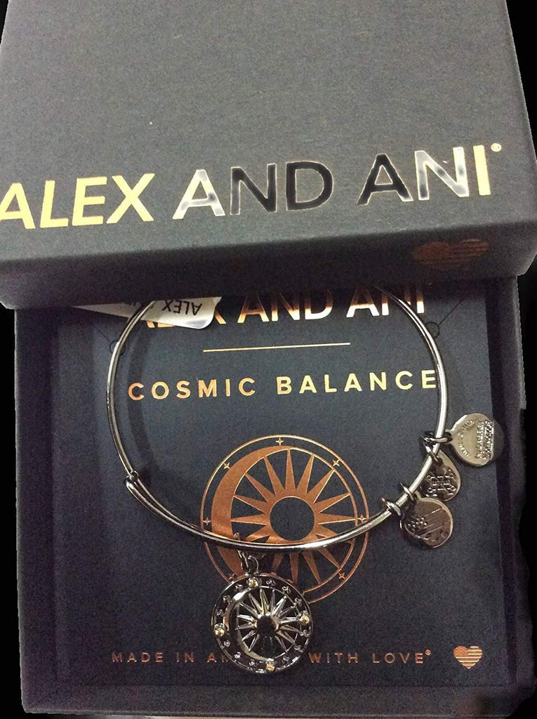 Alex and Ani Cosmic Balance II Bangle Bracelet Midnight Silver NWTBC