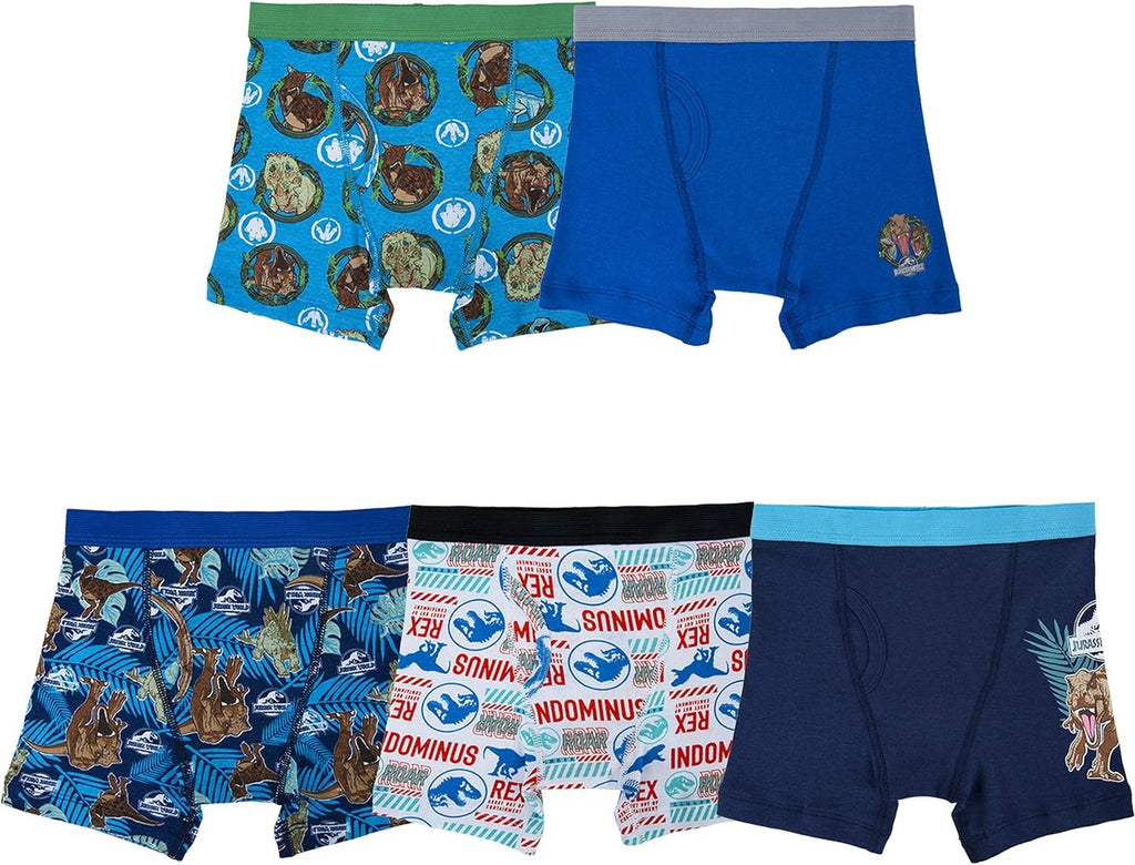 Jurassic World Boys' Boxer Briefs Multipacks with T-rex, Raptor and Triceratops Print Options in Sizes 4, 6, 8, 10 & 12